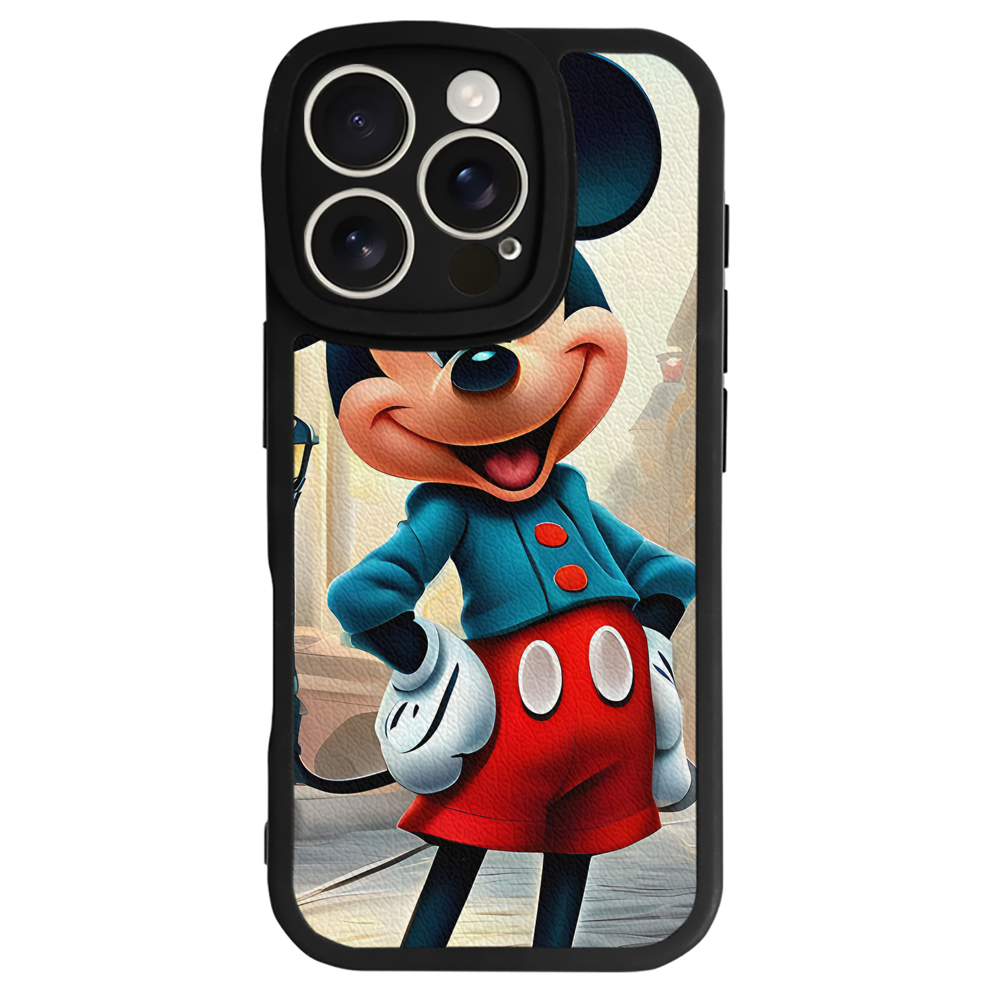 （画像用） ミッキーマウス Mickey Mouse 【iPhone 16シリーズ対応】シリコンスマホケース（レザー調） 材質：シリコン